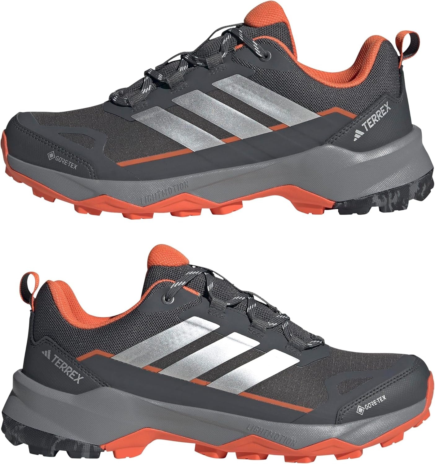 image:imageadidas Mens Terrex Skychaser Ax5 Goretex Hiking ShoesGreySilver MetallicSemi Impact Orange