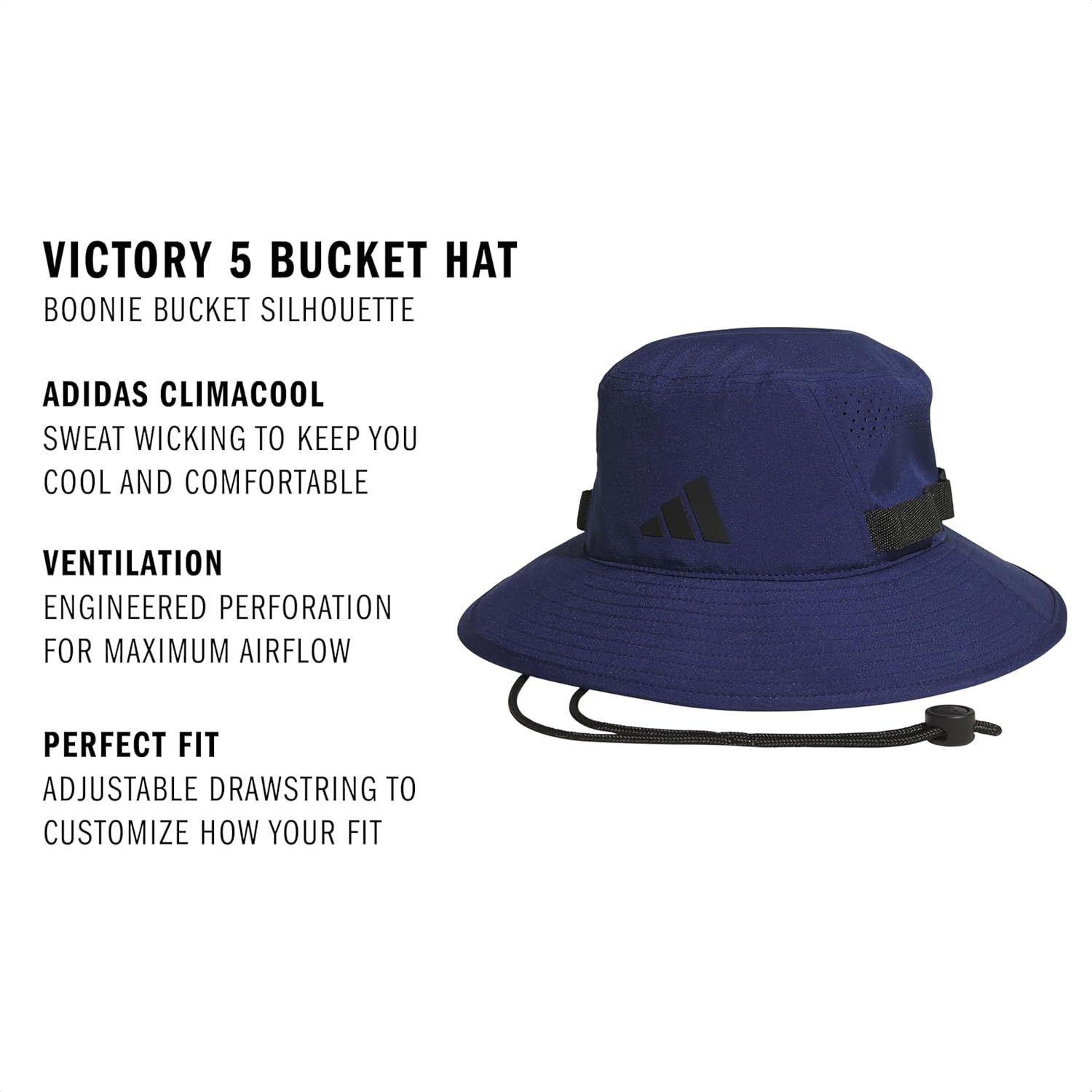 image:imageadidas Mens Victory Bucket Hat Outdoor Sun Boonie for Hiking and FishingDark BlueBlack5