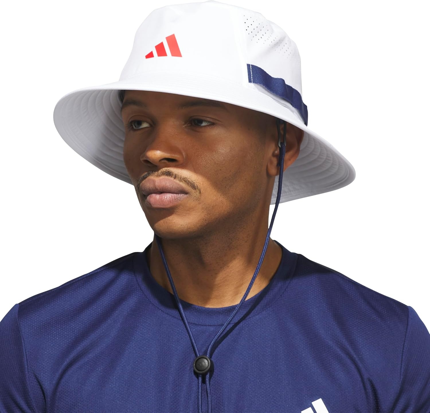 image:imageadidas Mens Victory Bucket Hat Outdoor Sun Boonie for Hiking and FishingWhiteDark BlueBetter Scarlet5