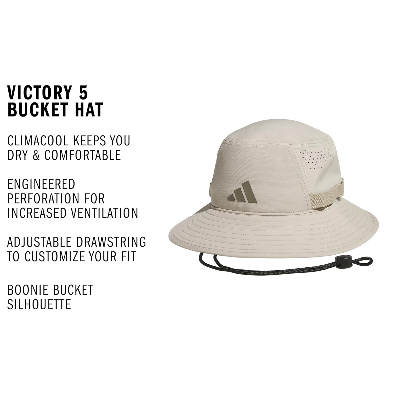 image:imageadidas Mens Victory Bucket Hat Outdoor Sun Boonie for Hiking and FishingWonder Cargo KhakiClay Grey5