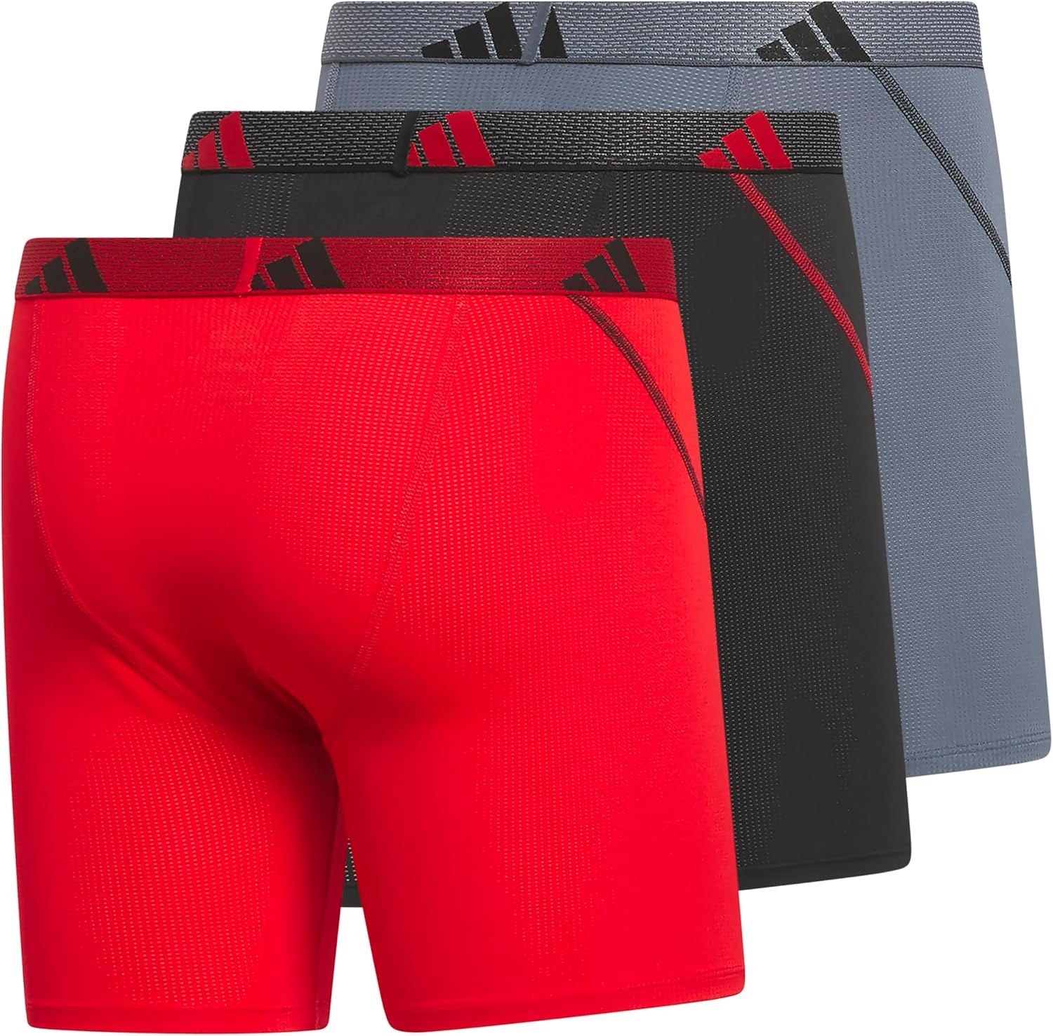 image:imageadidas Performance Mesh Boxer Briefs Underwear 2PackBetter ScarletBlackOnix Grey