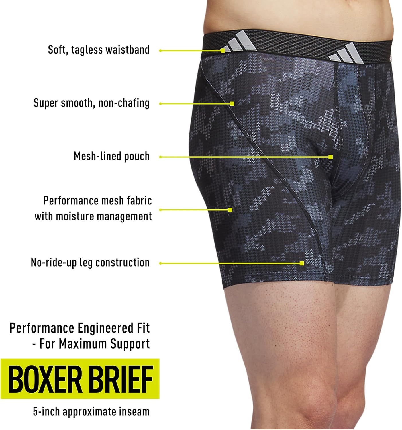 image:imageadidas Performance Mesh Boxer Briefs Underwear 2PackDigi Camo BlackonixBlackClear Grey