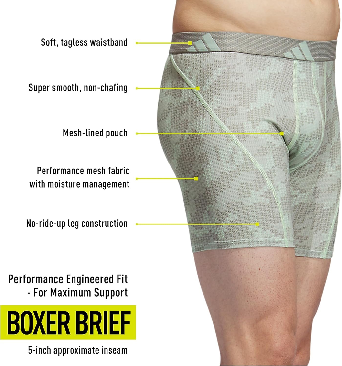 image:imageadidas Performance Mesh Boxer Briefs Underwear 2PackDigi Camo Silver Pebblesemi Green SparkSilver Pebble GreySemi Green Spark