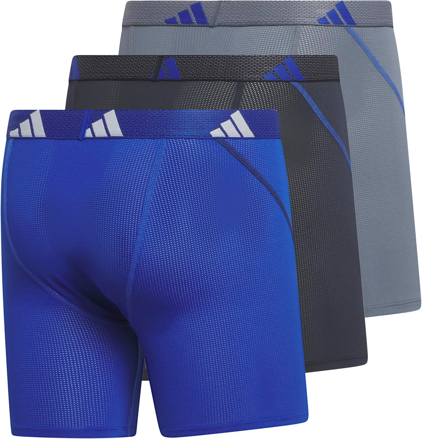 image:imageadidas Performance Mesh Boxer Briefs Underwear 2PackTeam Royal BlueLegend Ink BlueOnix Grey