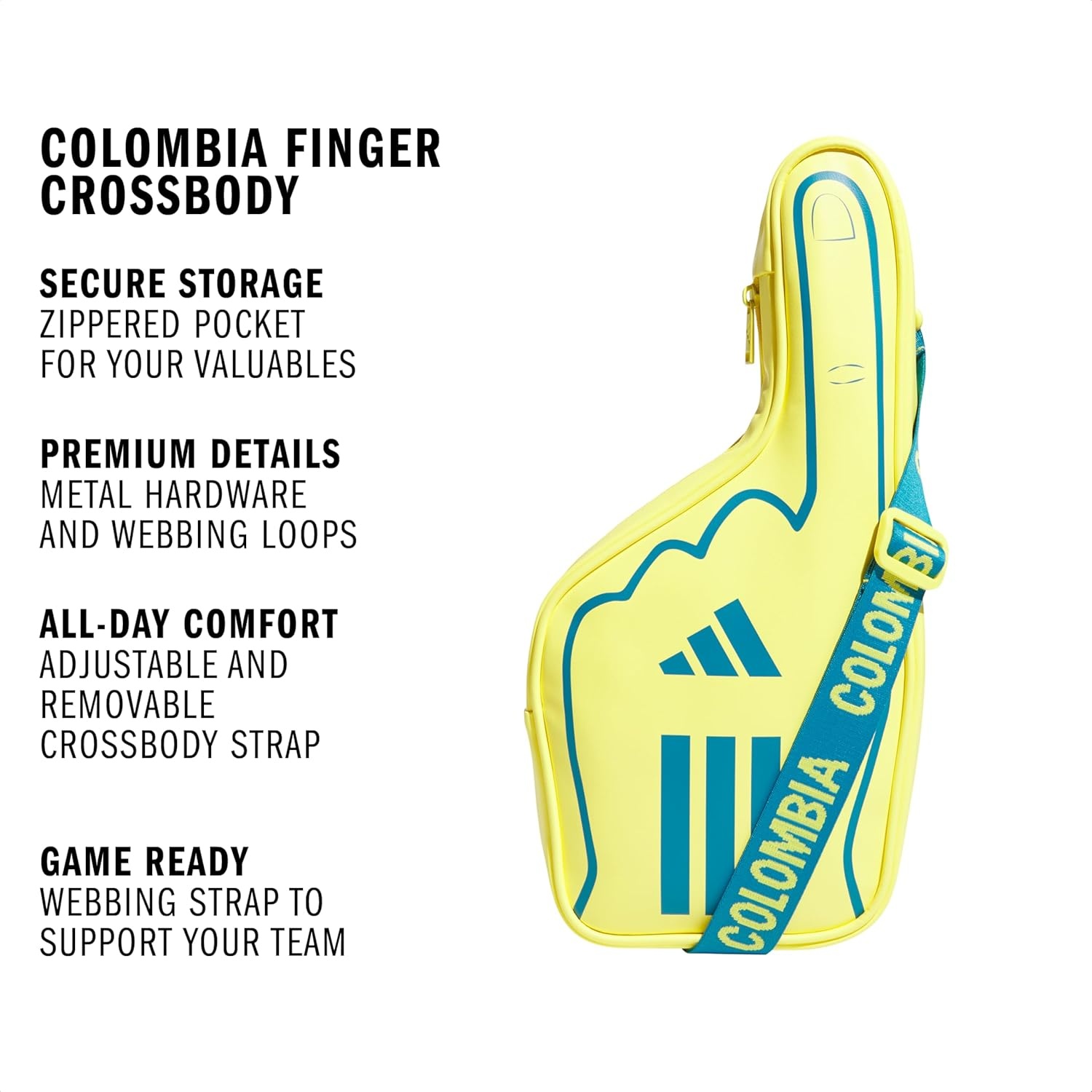 image:imageadidas Soccer Fan Bag Foam Finger Shaped Crossbody 4LColombia