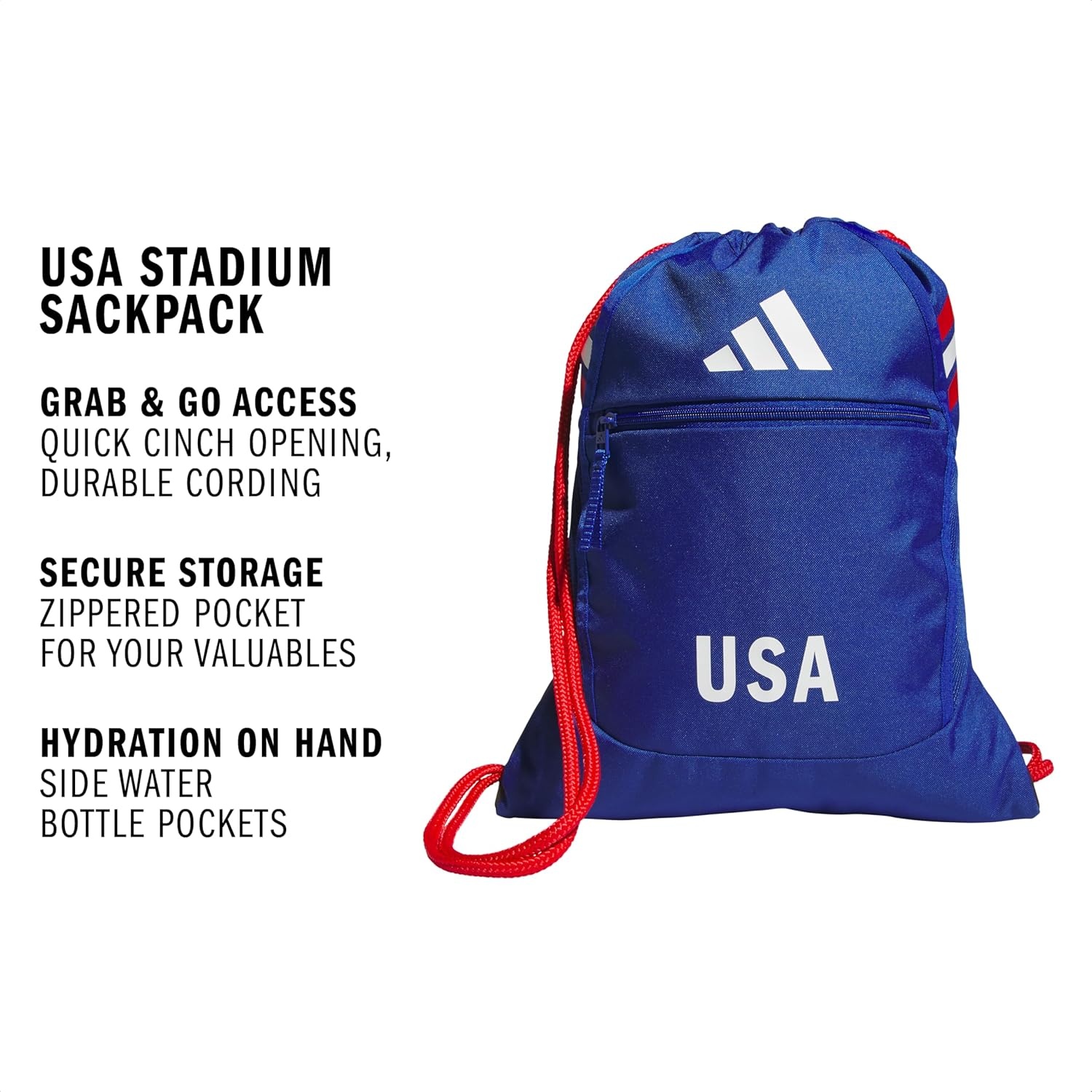 image:imageadidas Stadium Sackpack Drawstring Backpack for Sports Small Gym Bag 13LUsa