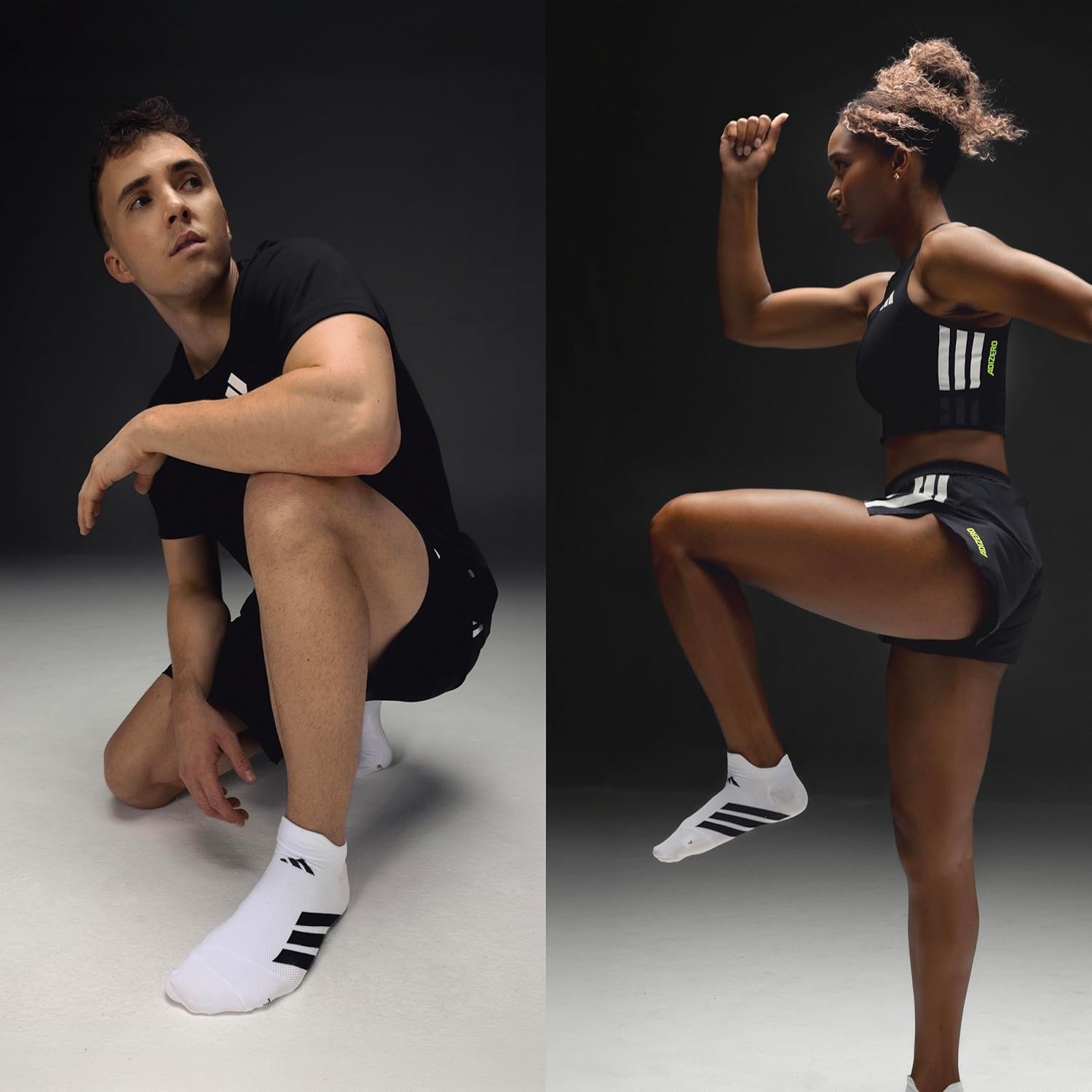 image:imageadidas Unisex Adizero Running Socks 1 Pair Performance amp TrainingBlackWhiteNo Show