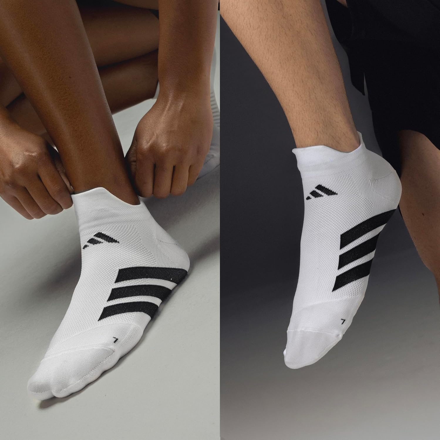 image:imageadidas Unisex Adizero Running Socks 1 Pair Performance amp TrainingBlackWhiteNo Show