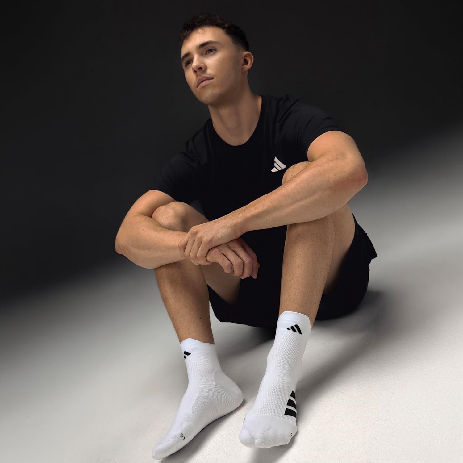 image:imageadidas Unisex Adizero Running Socks 1 Pair Performance amp TrainingWhiteLucid AquamarineQuarter