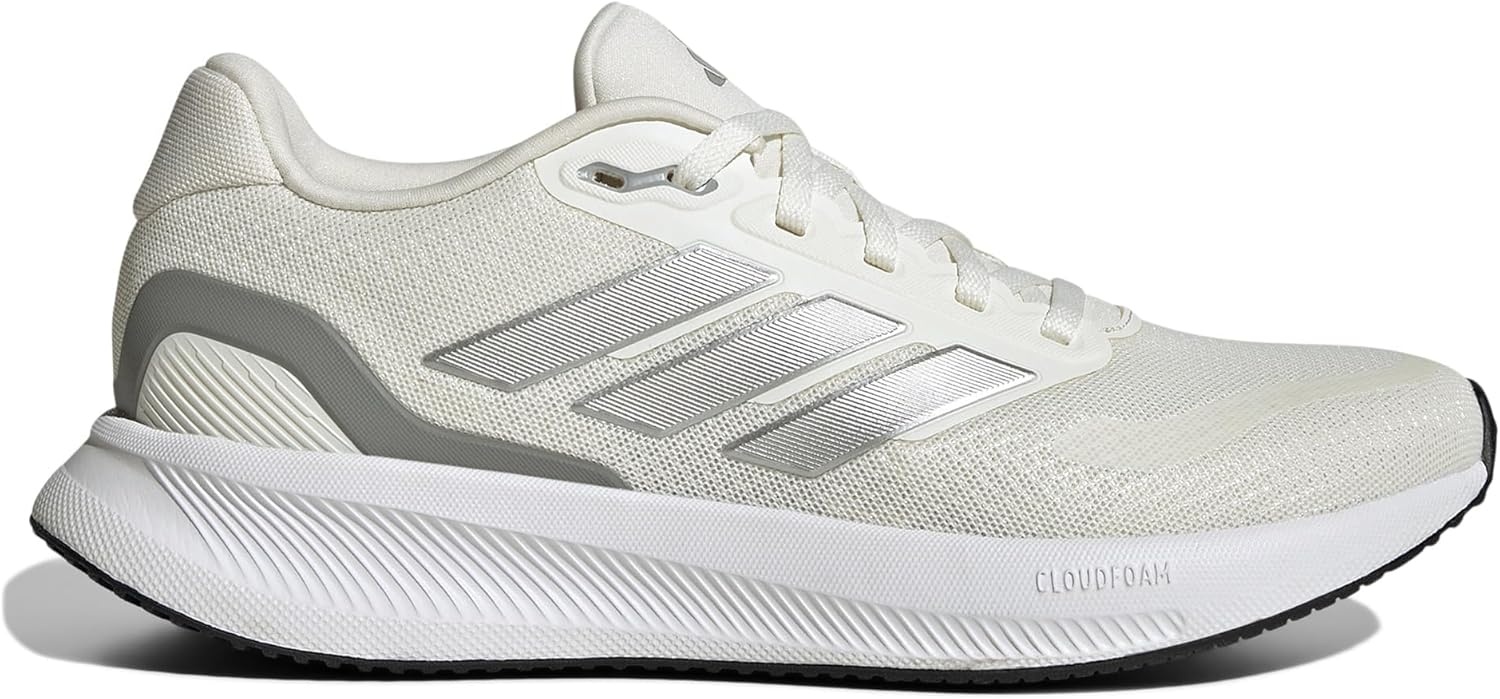 image:imageadidas Womens Run Falcon 5 Running ShoesOff WhiteSilver MetallicBlack