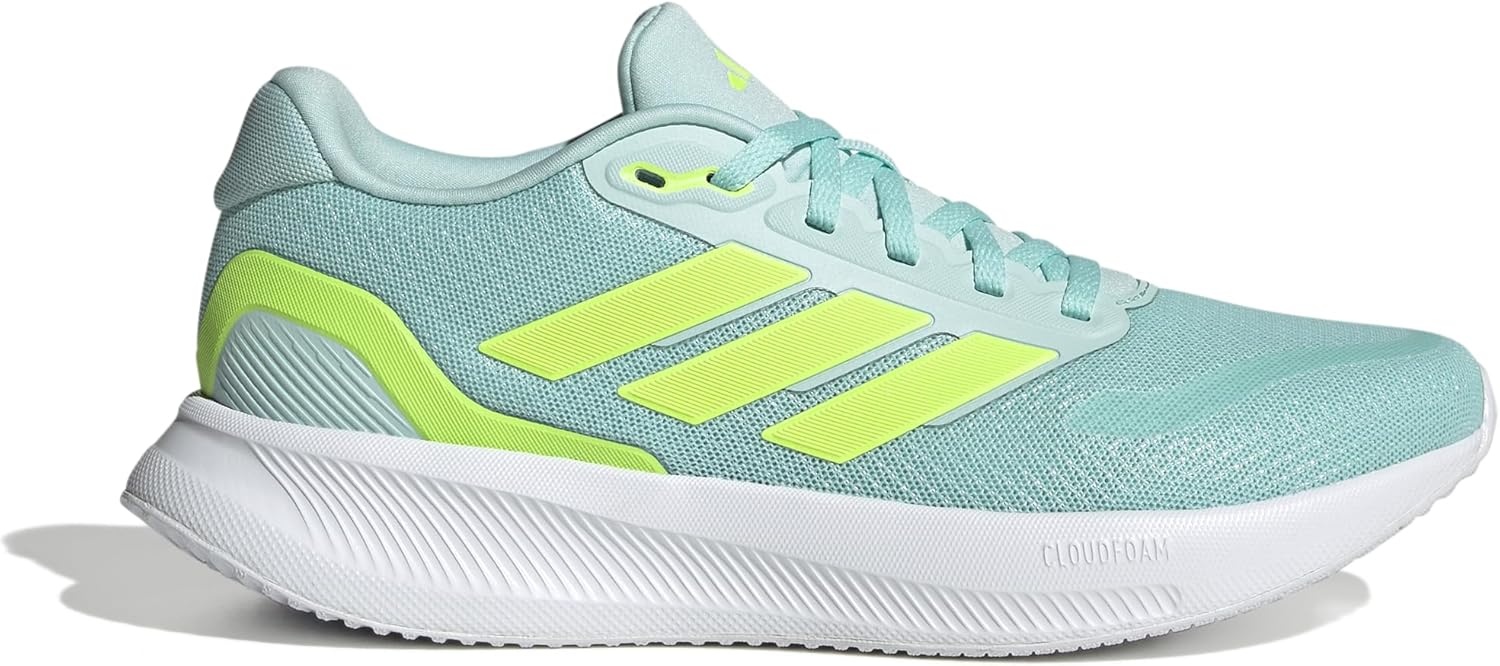 image:imageadidas Womens Run Falcon 5 Running ShoesSemi Flash Aqua Lucid Lemon Core Black
