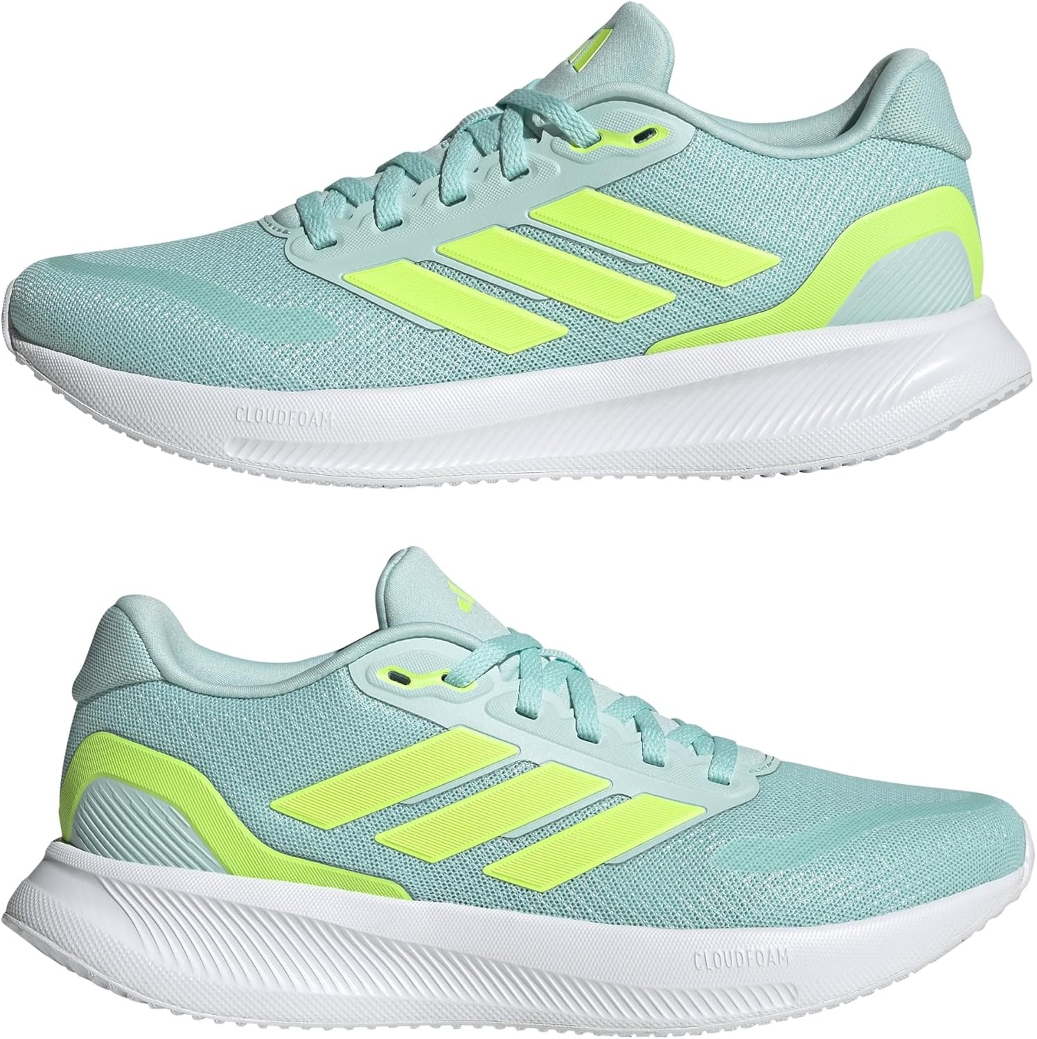 image:imageadidas Womens Run Falcon 5 Running ShoesSemi Flash Aqua Lucid Lemon Core Black