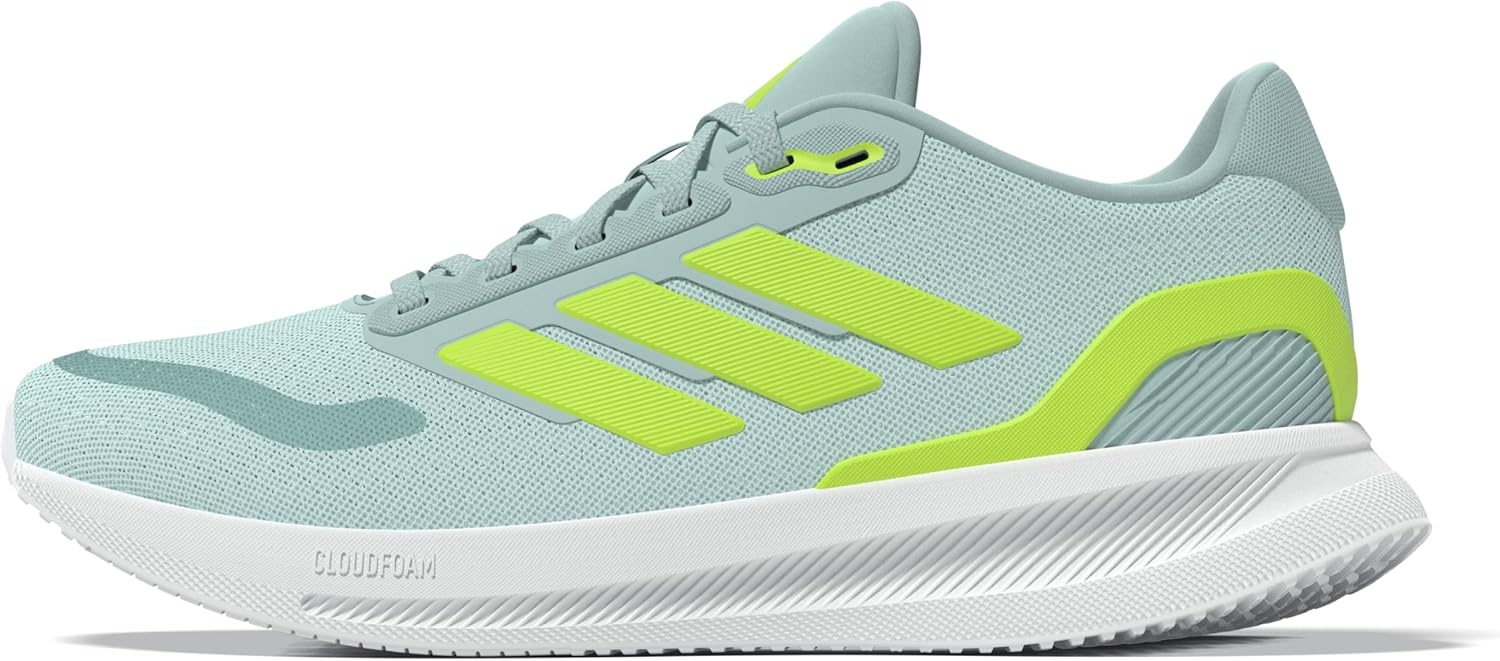 image:imageadidas Womens Run Falcon 5 Running ShoesSemi Flash Aqua Lucid Lemon Core Black