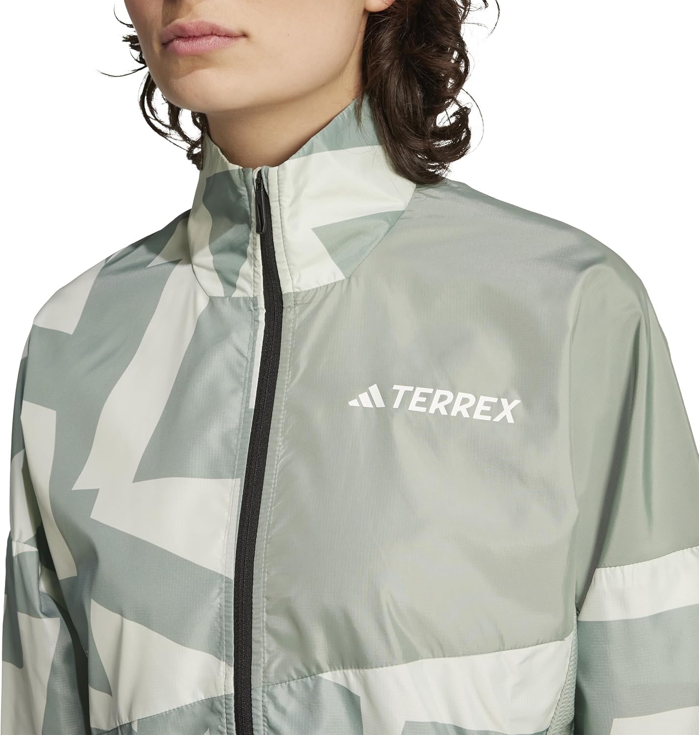 image:imageadidas Womens Terrex Multi Printed Trail Running Wind JacketLinen GreenSilver Green