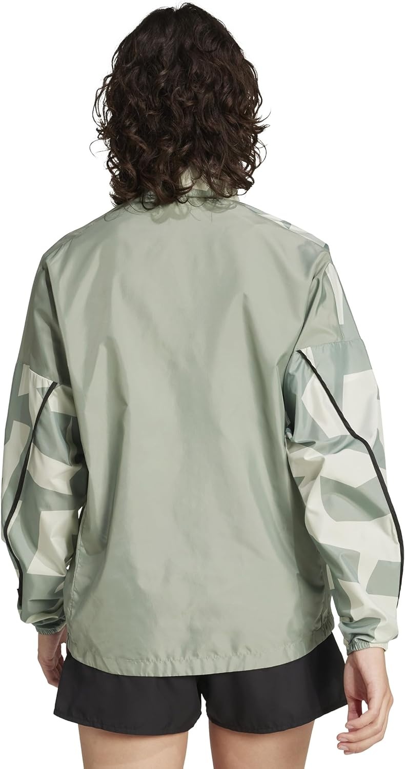 image:imageadidas Womens Terrex Multi Printed Trail Running Wind JacketLinen GreenSilver Green