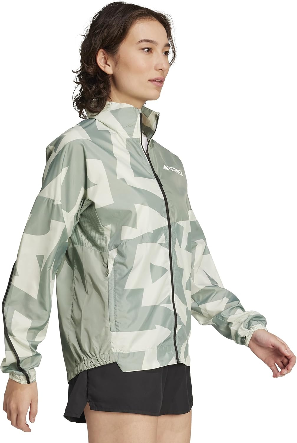 image:imageadidas Womens Terrex Multi Printed Trail Running Wind JacketLinen GreenSilver Green