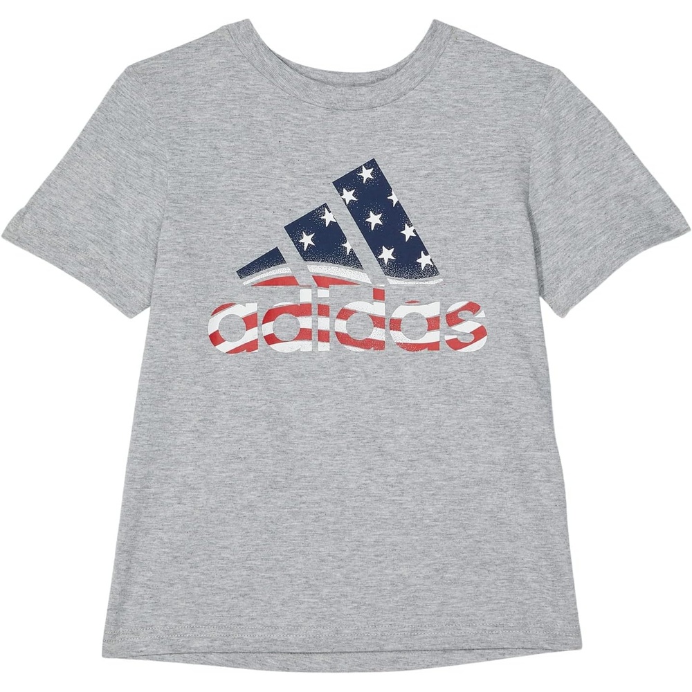 image:imageadidas Boys Stay Dry Climalite Short Sleeve TShirtGrey Heather With Red