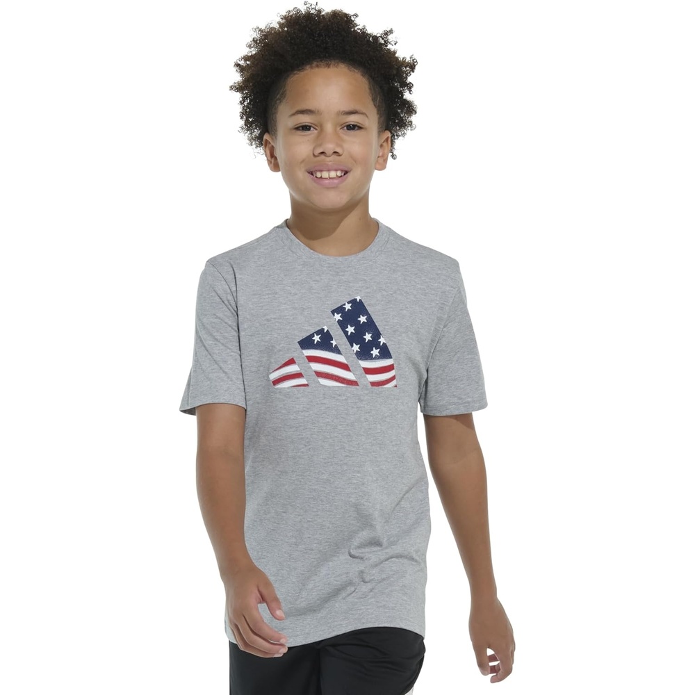 image:imageadidas Boys Stay Dry Climalite Short Sleeve TShirtHeather Grey American