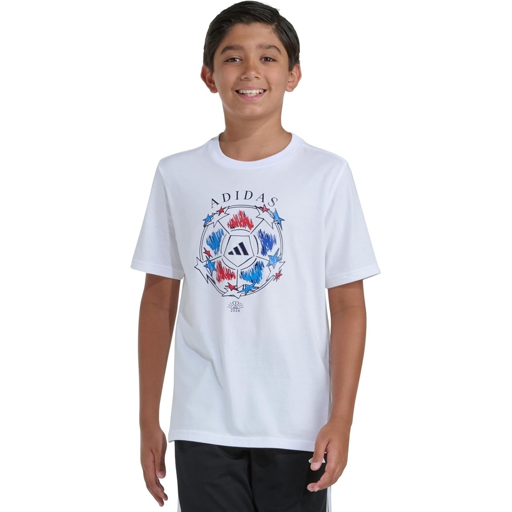 image:imageadidas Boys Stay Dry Climalite Short Sleeve TShirtWhite Patriotic