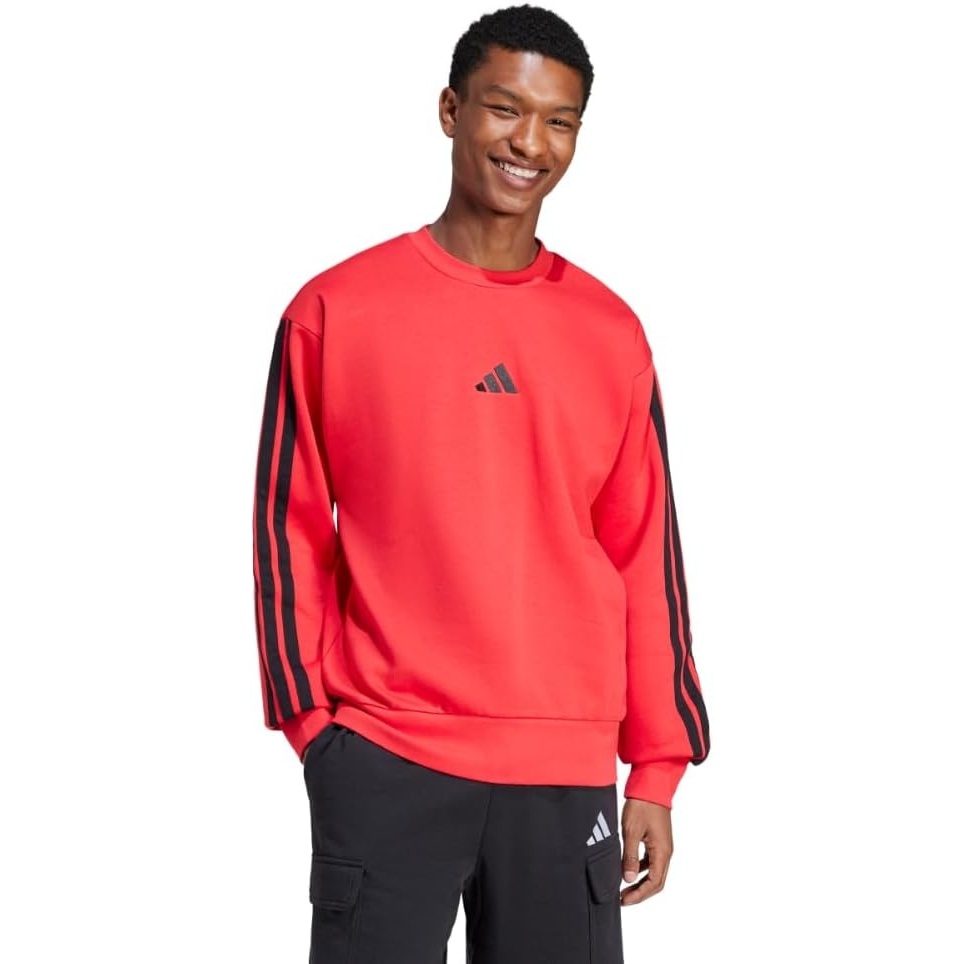 image:imageadidas Essentials Fleece 3Stripes SweatshirtPure RubyBlack