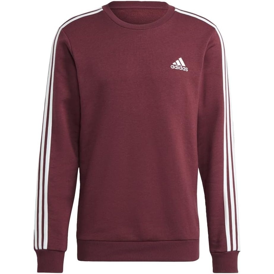 image:imageadidas Essentials Fleece 3Stripes SweatshirtVictory CrimsonWhite