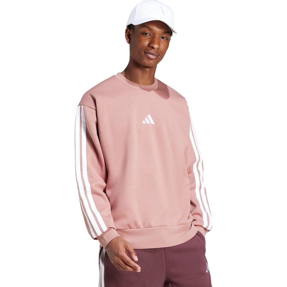 image:imageadidas Essentials Fleece 3Stripes SweatshirtWarm ClayWhite