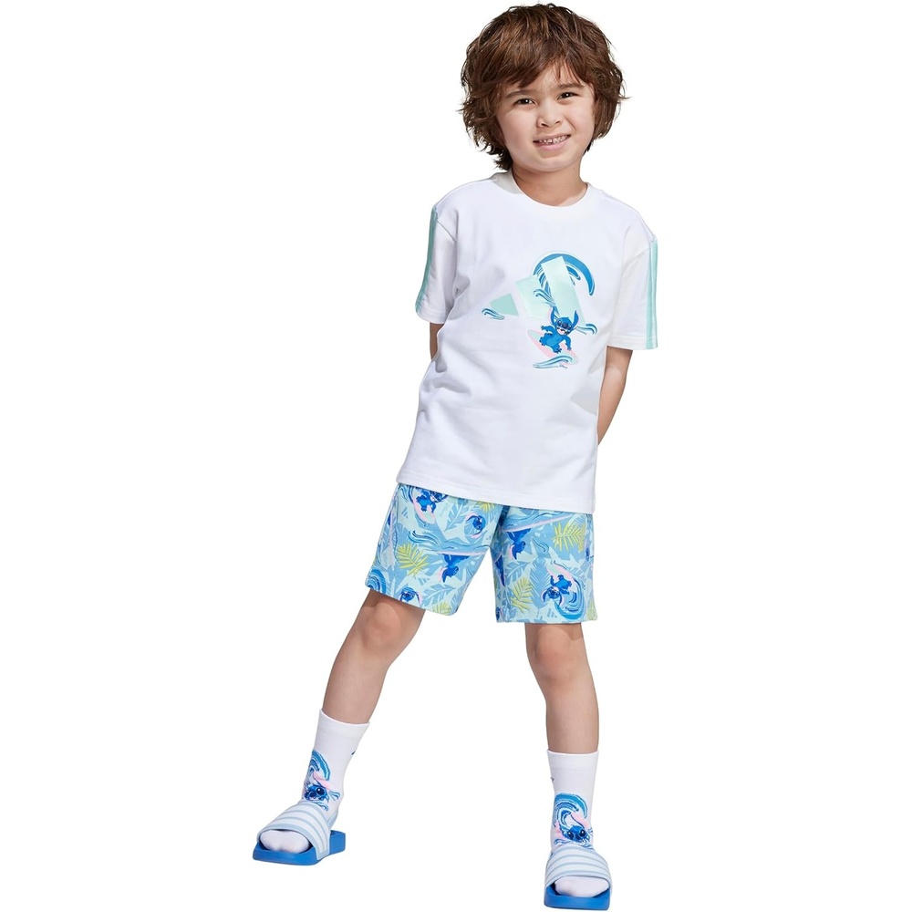 image:imageadidas Kids Disney Lilo and Stitch Tshirt SetWhiteSemi Flash Aqua
