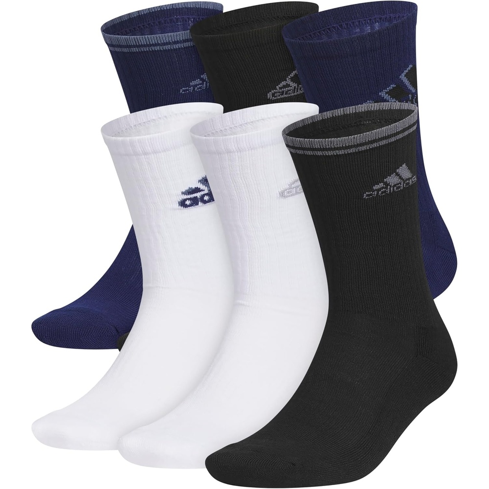 image:imageadidas Mens Athletic Cushioned Crew Socks 6 Pairs Durable amp ComfortableDark BlueWhiteBlackMixed2