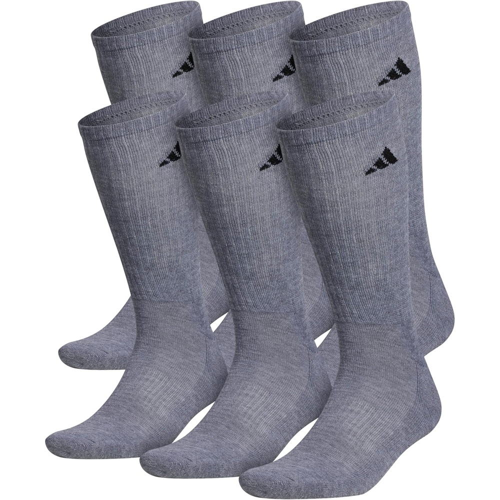 image:imageadidas Mens Athletic Cushioned Crew Socks 6 Pairs Durable amp ComfortableHeather GreyBlack