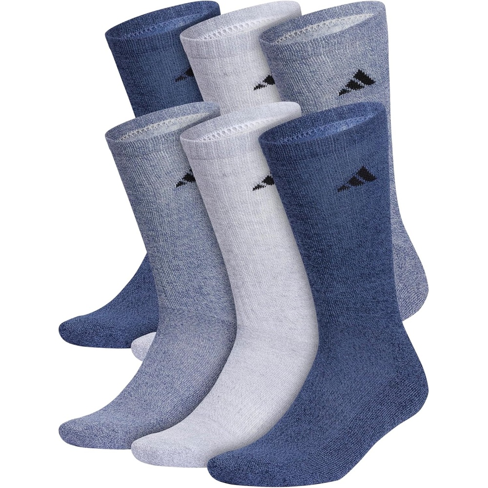 image:imageadidas Mens Athletic Cushioned Crew Socks 6 Pairs Durable amp ComfortableTech Indigo BlueGreyCollegiate Navy