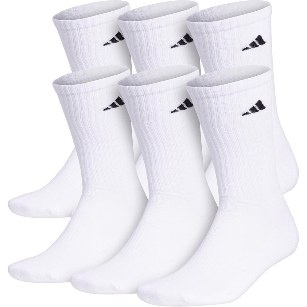 image:imageadidas Mens Athletic Cushioned Crew Socks 6 Pairs Durable amp ComfortableWhiteBlack