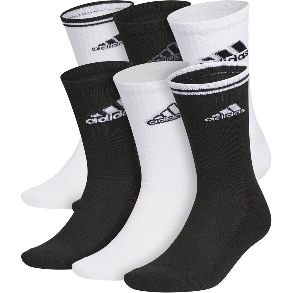image:imageadidas Mens Athletic Cushioned Crew Socks 6 Pairs Durable amp ComfortableWhiteBlackMixed2