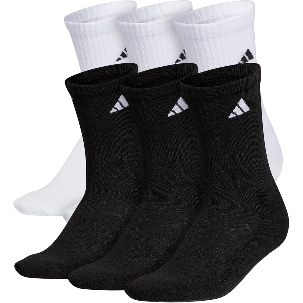 image:imageadidas Mens Athletic Cushioned Crew Socks 6 Pairs Durable amp ComfortableWhiteBlackWhite