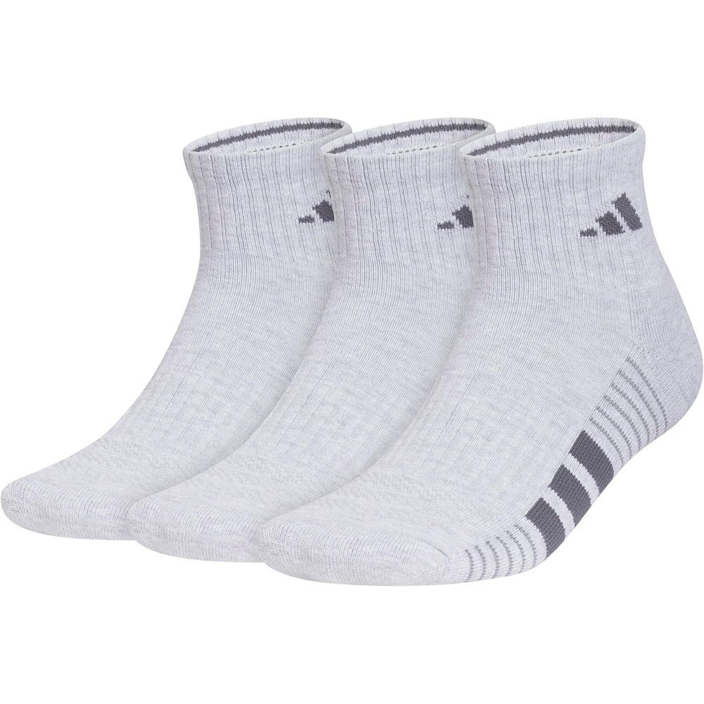 image:imageadidas Mens Cushioned Quarter Ankle Socks 3 Pairs Durable amp ComfortableCool Light HeatherOnix GreyGrey4