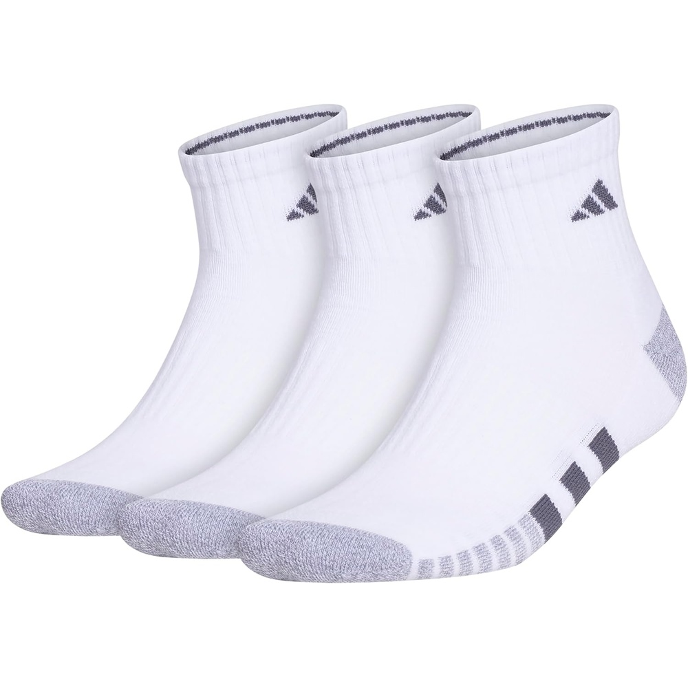 image:imageadidas Mens Cushioned Quarter Ankle Socks 3 Pairs Durable amp ComfortableWhiteGreyOnix Grey3