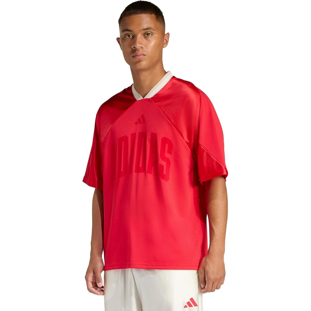 image:imageadidas Mens Stadium Graphic Mesh TShirtPure RubyOff WhiteCrystal Linen