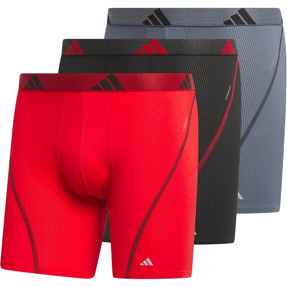 image:imageadidas Performance Mesh Boxer Briefs Underwear 2PackBetter ScarletBlackOnix Grey