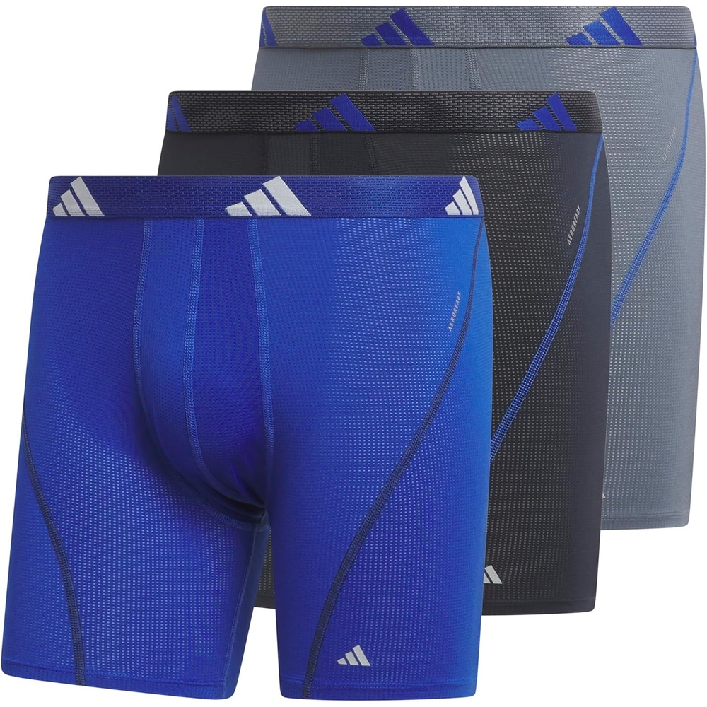 image:imageadidas Performance Mesh Boxer Briefs Underwear 2PackTeam Royal BlueLegend Ink BlueOnix Grey