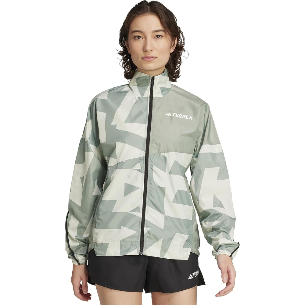 image:imageadidas Womens Terrex Multi Printed Trail Running Wind JacketLinen GreenSilver Green