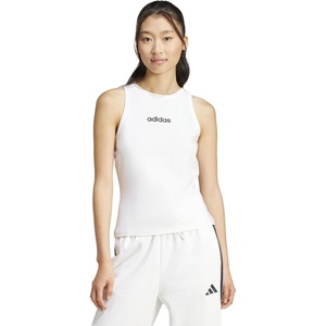 Adidas Womens Essentials Linear Slim Cotton Tank Top(White/Black)