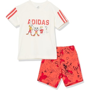 adidas Boys’ Disney Mickey Mouse T-Shirt Set(Off White/Bright Red)