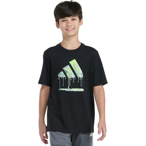 adidas Boys’ Stay Dry Climalite Short Sleeve T-Shirt(Black With Green)