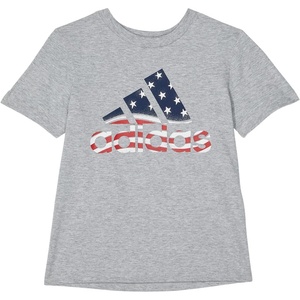 adidas Boys’ Stay Dry Climalite Short Sleeve T-Shirt(Grey Heather With Red)