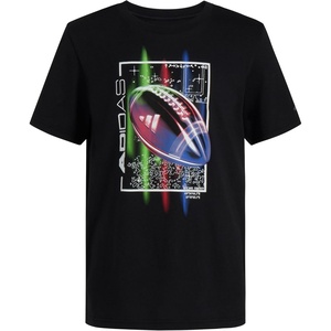adidas Boys’ Stay Dry Climalite Short Sleeve T-Shirt(New Black Football)