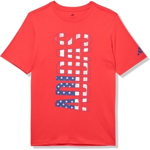 adidas Boys’ Stay Dry Climalite Short Sleeve T-Shirt(Ruby Red American)