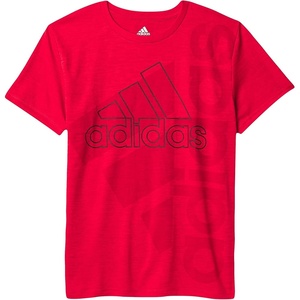 adidas Boys’ Stay Dry Climalite Short Sleeve T-Shirt(Vivid Red)