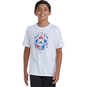 adidas Boys’ Stay Dry Climalite Short Sleeve T-Shirt(White Patriotic)