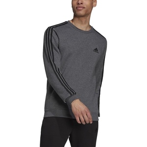 adidas Essentials Fleece 3-Stripes Sweatshirt(Dark Grey Heather/Black)