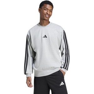 adidas Essentials Fleece 3-Stripes Sweatshirt(Medium Grey Heather)