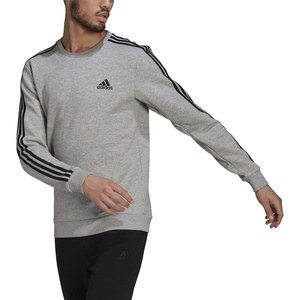 adidas Essentials Fleece 3-Stripes Sweatshirt(Medium Grey Heather/Black)